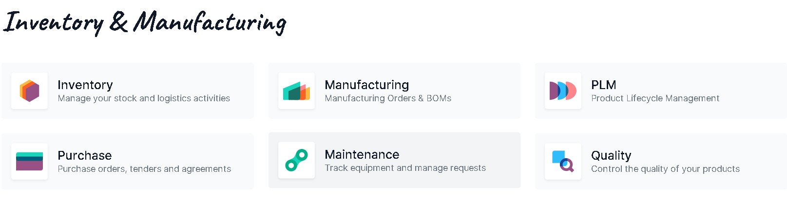 inventory and manufacturing apps