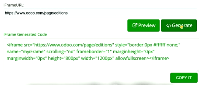 screenshot generating iframe url
