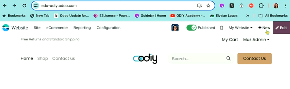 screenshot odiy academt webpage backend