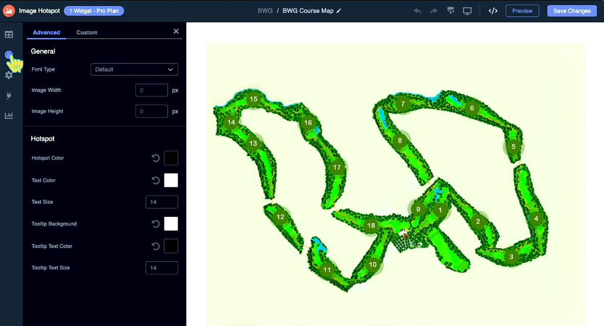 Screenshot of interactive map made in common ninja 