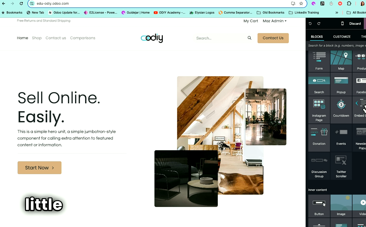 screenshot of odoo website blocks