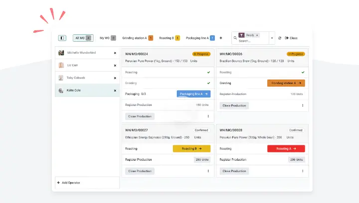 Screenshot of Odoo Shop Floor