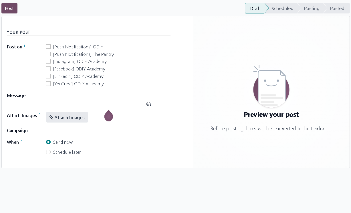 screenshot creating a post