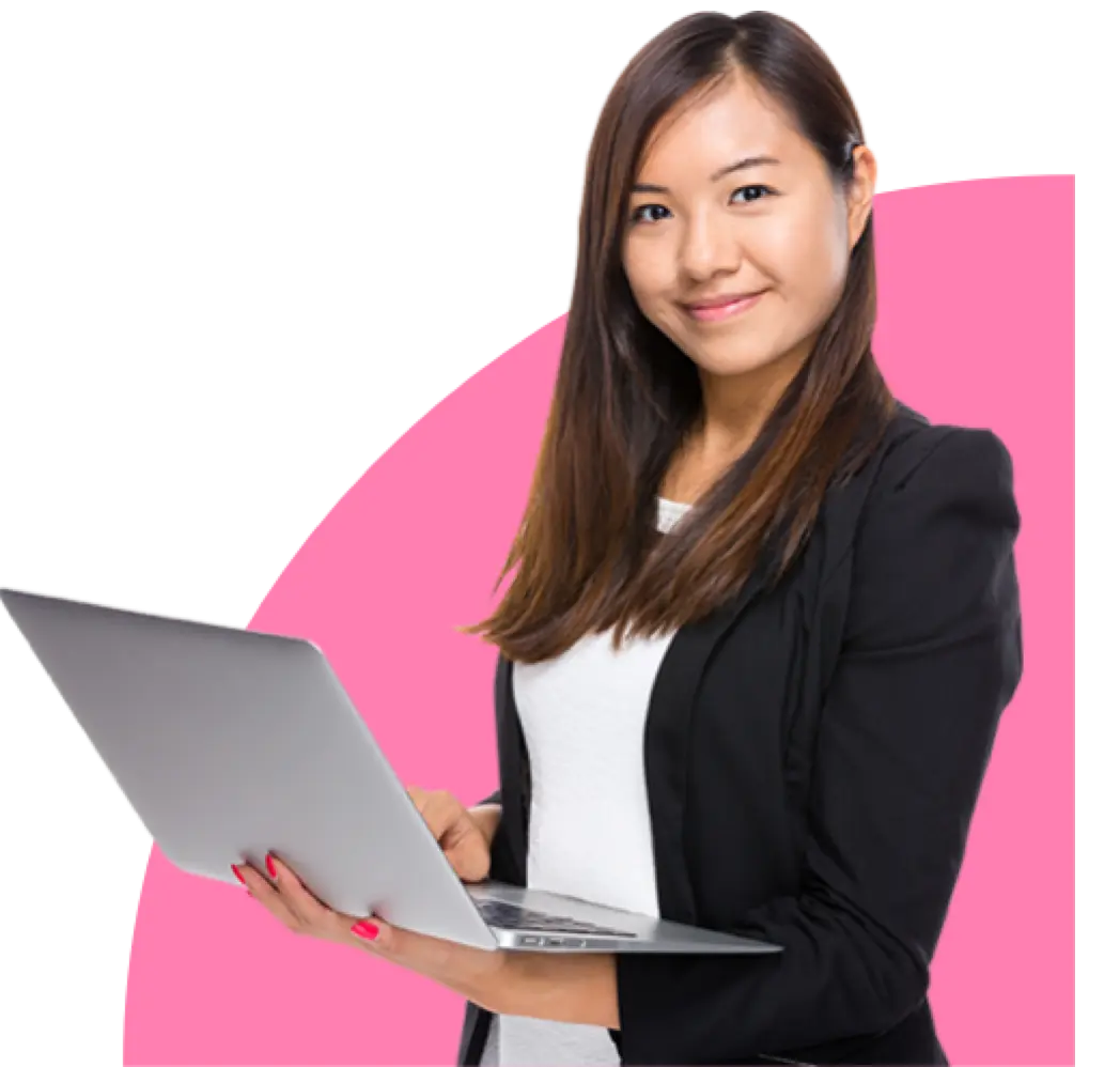 A girl holding a laptop
