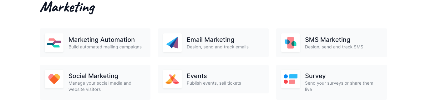 icons of applications under marketing