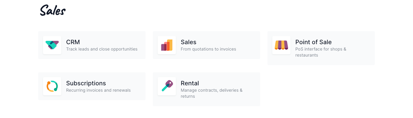 Icons of applications under sales
