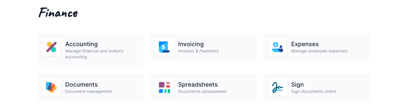 icons of applications under finance