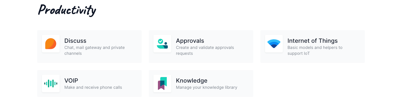 icons of applications under productivity